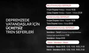 Depremzede Vatandaşlar İçin Ücretsiz Tren Seferleri